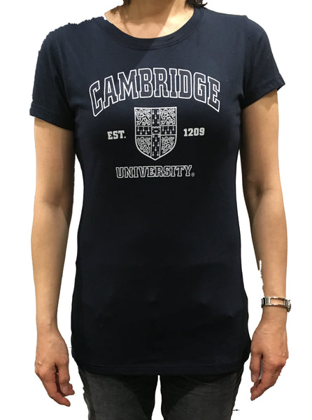Cambridge University Ladies Body Fit T-shirt - Navy - Official Apparel of the Famous University of Cambridge