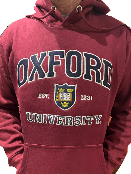 Oxford University Embroidered Hoody - Burgundy - Official Apparel of the Famous University of Oxford