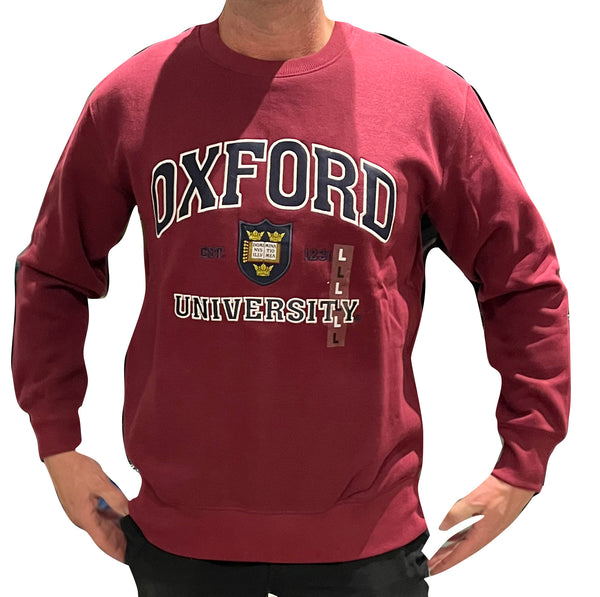 Oxford University Embroidered Sweatshirt - Burgundy - Official Apparel of the Famous University of Oxford