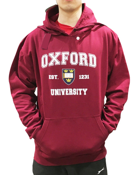 Oxford University Printed Hoody - Burgundy - Official Apparel of the Famous University of Oxford