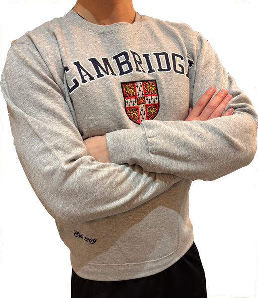 Cambridge University Embroidered Sweatshirt - Grey - Official Apparel of the Famous University of Cambridge