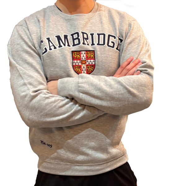 Cambridge University Embroidered Sweatshirt - Grey - Official Apparel of the Famous University of Cambridge