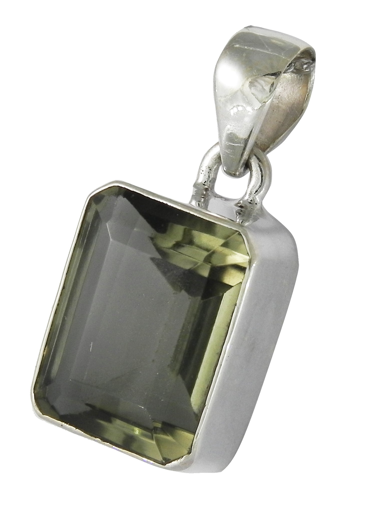 Natural Lemon Yellow Quartz Rectangular Pendent - Sterling Silver