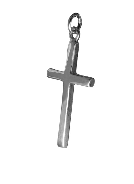 Medium Cross Pendent - Religious - Plain Sterling Silver