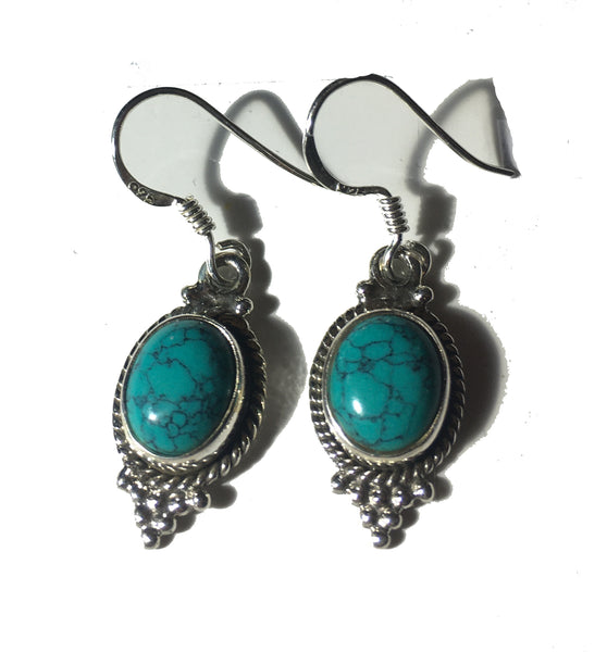 Turquoise Earrings in Sterling Silver Setting and hooks