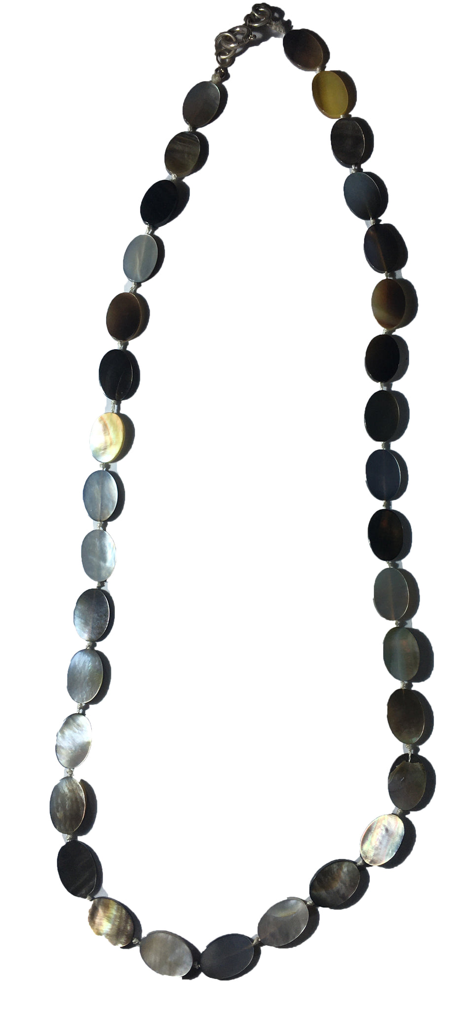 Mother of Pearl Oval Bead Necklace - 18inch long - 10x8x2mm Beads