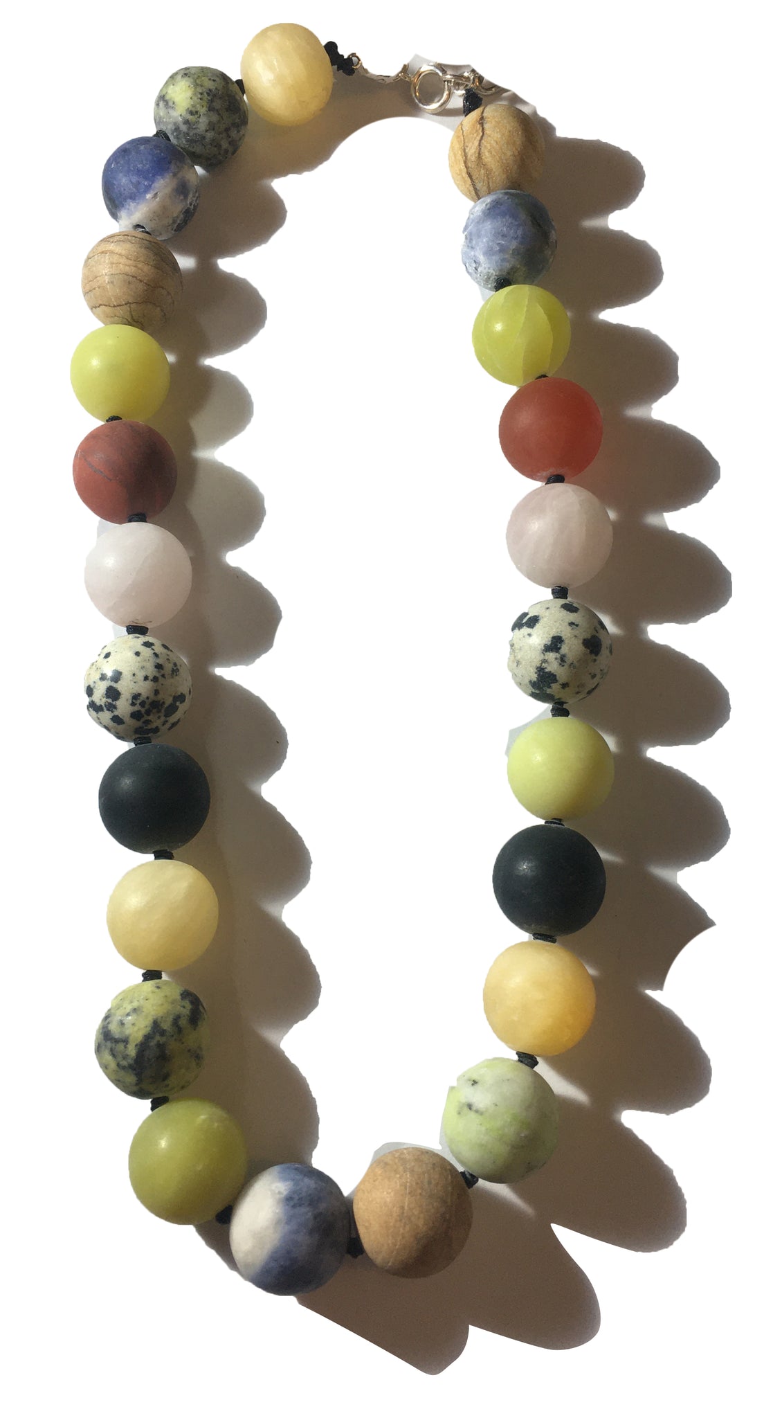 Natural Agate and Jasper Necklace - 18inch long - 15mm Round Beads