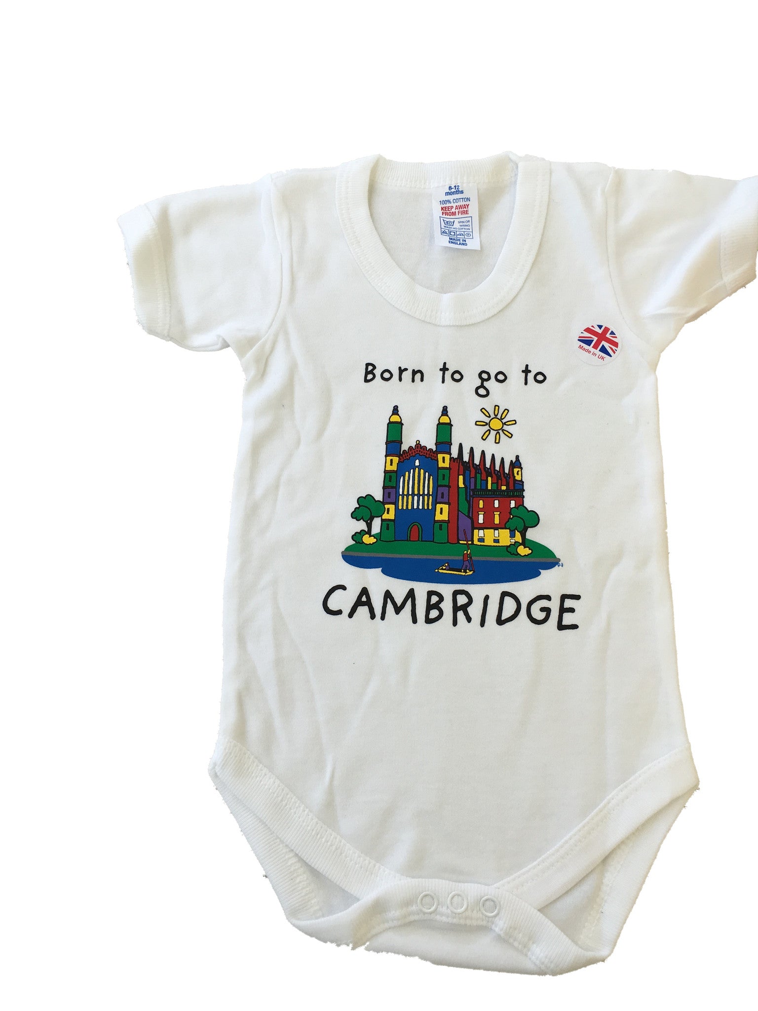 Born to go to Cambridge, Baby Short Sleeve Bodysuit - Cambridge Apparel