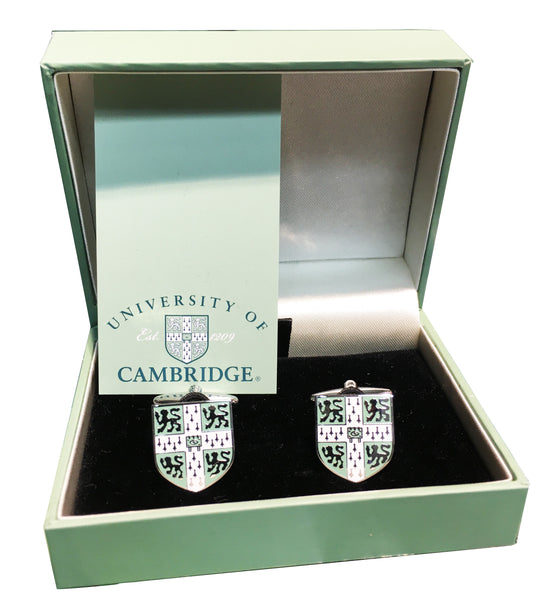 Cambridge University Cufflinks - with green crest - Official Licenced product