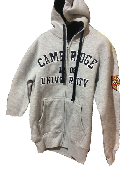 Official Cambridge University Zipped Hoody - Grey - Official Apparel of the Famous Univeristy of Cambridge