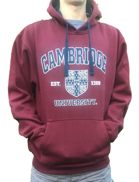 Cambridge University Printed Hoody - Burgundy - Official Licenced Apparel