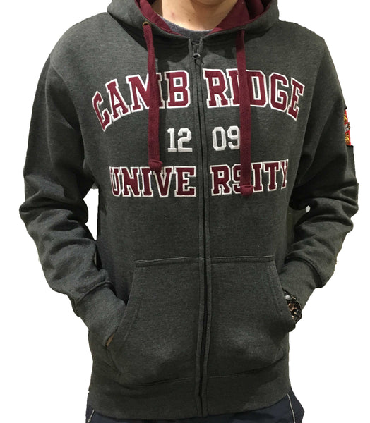 Cambridge University Zipped Hoody - Charcoal - Official Licenced Apparel of the Famous University of Cambridge