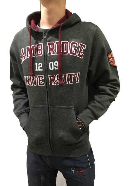 Cambridge University Zipped Hoody - Charcoal - Official Licenced Apparel of the Famous University of Cambridge