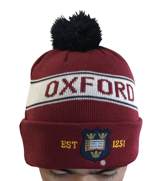 Oxford University Beanie with Pom Pom - Maroon Colour - Official Licenced Apparel