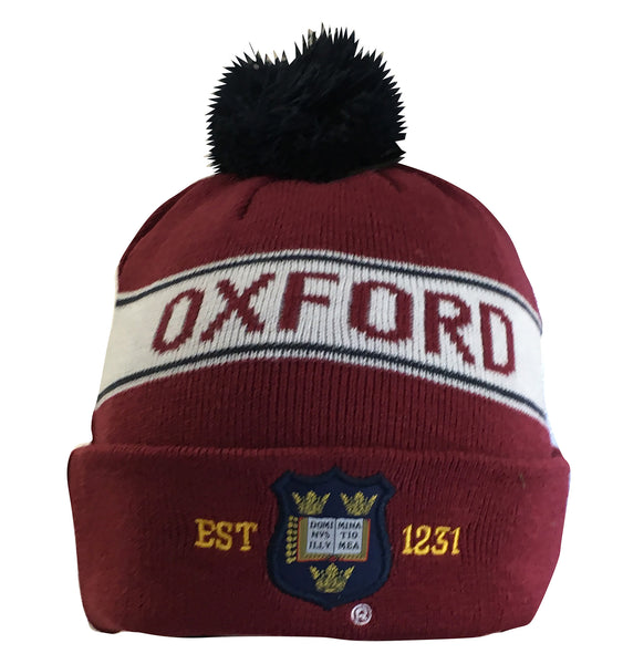 Oxford University Beanie with Pom Pom - Maroon Colour - Official Licenced Apparel