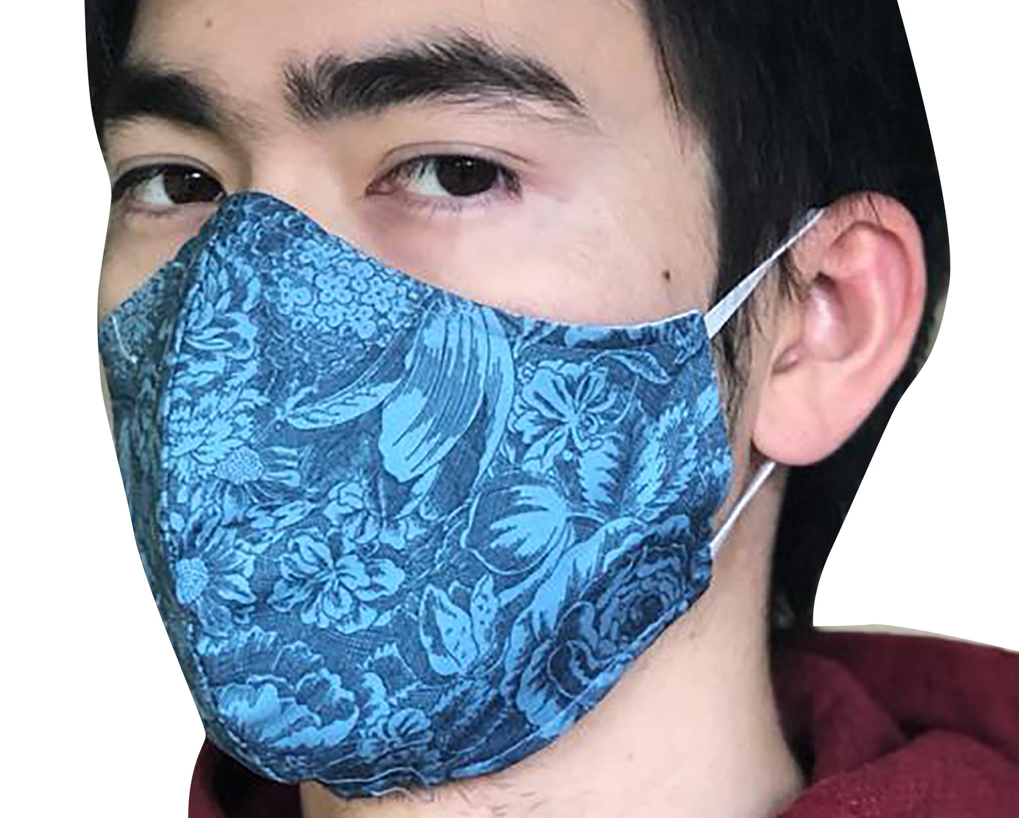 Homemade Cotton Face Mask - 1x Blue Paisley Mask + 1x Free Random Design mask