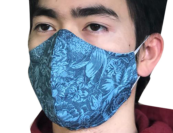 Homemade Cotton Face Mask - 1x Blue Paisley Mask + 1x Free Random Design mask