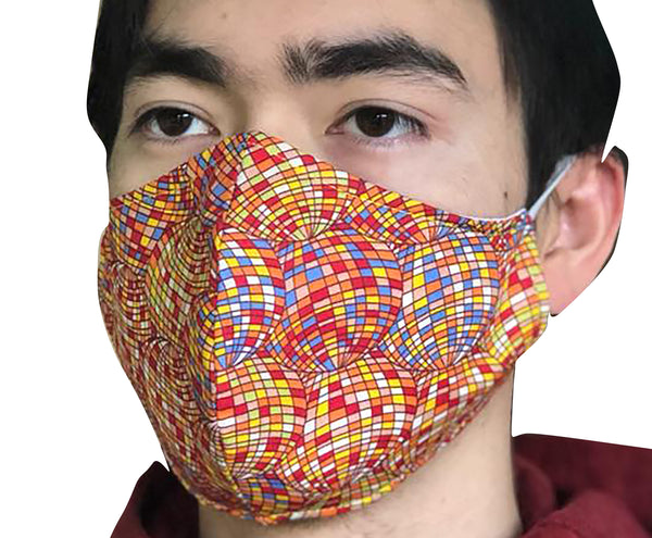 Homemade Cotton Face Mask - 1x Yellow Squares Mask + 1x Free Random Design mask